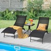 Costway 2 PCS Patio Folding Chaise Lounge Chair Recliner Adjustable Stackable Deck Black - 2 of 4