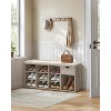 15-Compartment Storage Bench with Padded Seat - Ultra-Organized Entryway Shoe Storage in Heather Greige/Cappuccino - 2 of 4