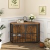 LOVMOR Corner Dog Crate Corner Side Table with Stainless Steel Bowls - 3 of 4
