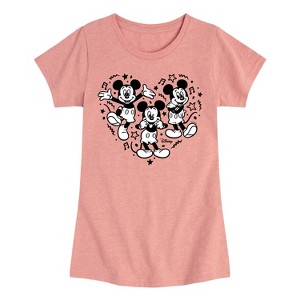 Girls' - Disney - Mickey Mouse Heart Fitted Short Sleeve Graphic T-Shirt - 1 of 4
