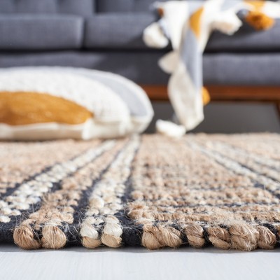 Black and Natural Flat Woven Cotton Area Rug, 9' x 12'