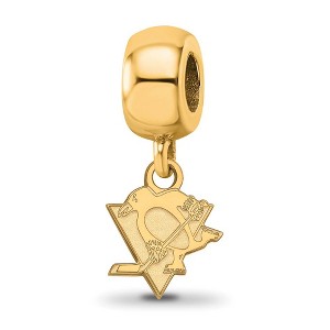 Black Bow Jewelry 14k Yellow Gold Plated Sterling Silver Pittsburgh Penguins NHL Bead Charm - 1 of 4