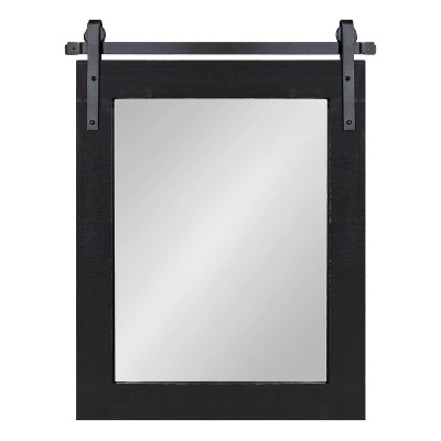 Black Wood Rectangular Barn Door Wall Mirror