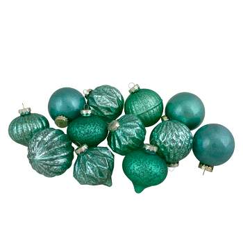 Northlight Set of 12 Green Finial and Glass Ball Christmas Ornaments