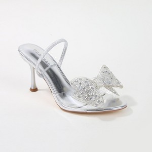 Berness Women's Fonda Clear Heeled Sandals with Rhinestone Bow - 1 of 4