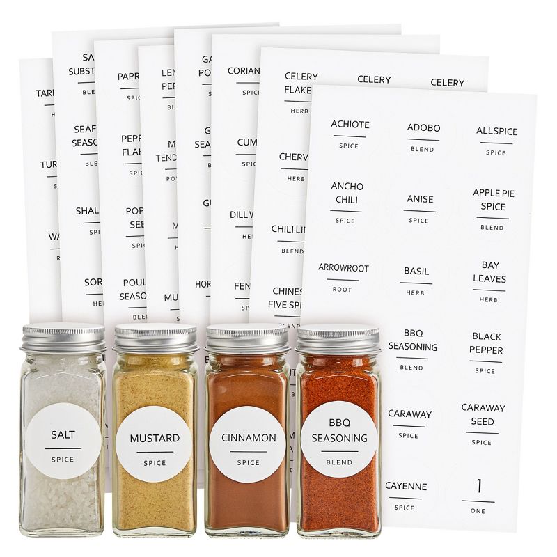 Talented Kitchen 144 Spice Labels Stickers, White Spice Jar Labels Preprinted for Spice Jar Lids, Seasoning Herbs Spice Rack Organization, Round 1.5in, 1 of 9