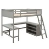 NicBex Full Size Loft Bunk Bed with Desk, Modern Wooden Bed Frame with Storage Shelves, Ladder and Guardrail for Bedroom - 4 of 4
