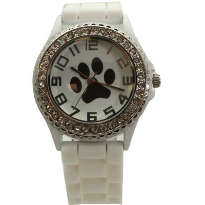 Olivia Pratt Every Day Silicone Paw and Rhinestones Colorful Women Watch