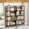 Black 5-Tier Industrial Bookshelf, Rustic Brown Tall Bookcase with Open Wood & Metal Design - Vintage Storage Organizer for Books - 3 of 4