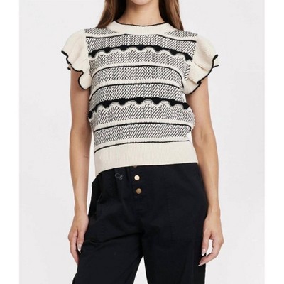 Women's Bethany Ruffle Sleeve Stripe Sweater - Another Love L