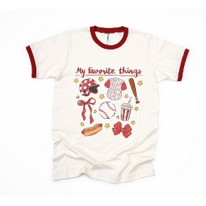 Simply Sage Market Women's Coquette Baseball Favorite Things Short Sleeve Ringer Tee - 1 of 4