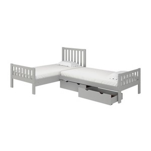 Twin Aurora Corner Bed with Storage Drawers Dove Gray - Alaterre Furniture