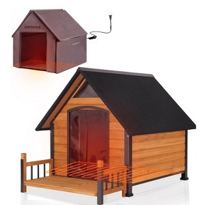 Aivituvin 32.9"L/37.4"L Large Heated Dog House with Heating Pad | Insulation Liner-AIR80/81-IN-HP - 1 of 4