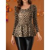 INSPIRE CHIC Women's Long Sleeves Padded Shoulder Scoop Neck Printed Peplum Shirt - 2 of 4