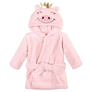 Hudson Baby Infant Girl Plush Animal Bathrobe, Pig, 0-9 Months - 1 of 2