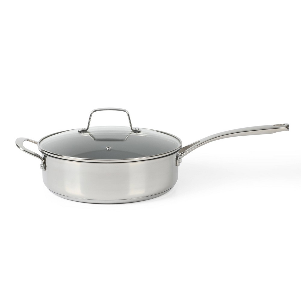 Martha Stewart 4qt Delaroux Stainless Steel Ceramic Nonstick Saute Pan with Lid