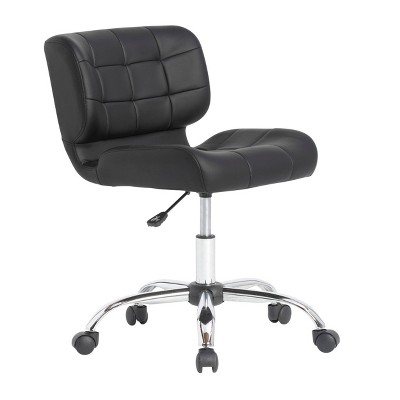 Calico Designs Black Crest Height Adjustable Office Task Chair Chrome/Black Vinyl: Swivel, Armless, Chrome Frame