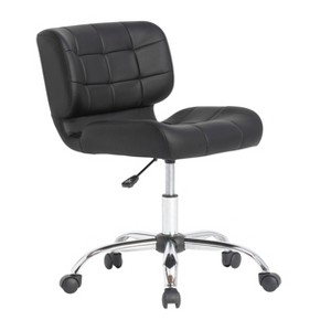 Calico Designs Black Crest Height Adjustable Office Task Chair Chrome/Black Vinyl: Swivel, Armless, Chrome Frame - 1 of 4