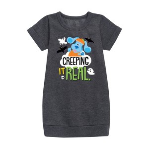 Girls' - Blue's Clues & You! - Creeping It Real Graphic Short Sleeve Fleece Dress - 1 of 3