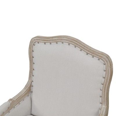 Classic French Taupe Wooden Accent Chair with Nailhead Trim
