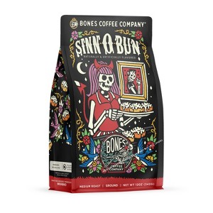 Bones Coffee Company Sinn 'O' Bun Ground Coffee Beans Cinnamon Bun Flavor 12 oz Medium Roast (Ground) - 1 of 3