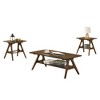 3-Piece Rubberwood Veneer Mid-Century Modern Coffee Table Set with Storage Shelf for Living Room Decor and Functionality - 3 of 4