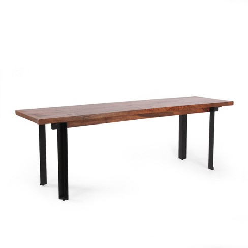 Pisgah Handcrafted Modern Industrial Mango Wood Dining Bench Country Brown Black Christopher Knight Home