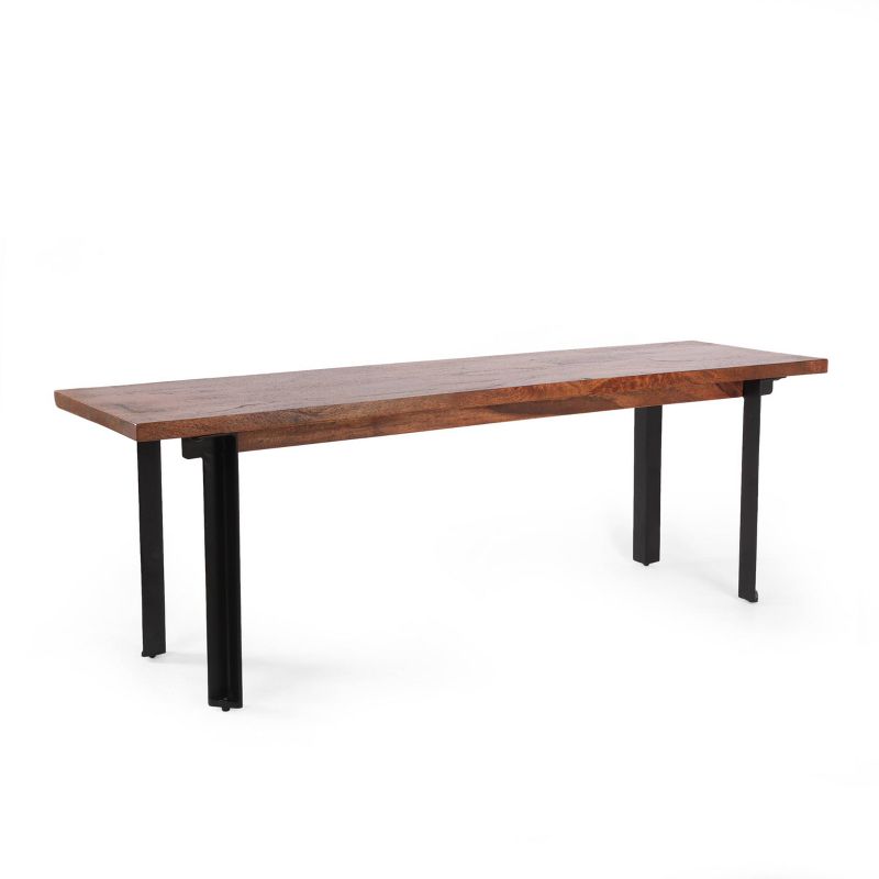 Pisgah Handcrafted Modern Industrial Mango Wood Dining Bench Country Brown/Black - Christopher Knight Home, 1 of 7