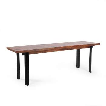Pisgah Handcrafted Modern Industrial Mango Wood Dining Bench Country Brown/Black - Christopher Knight Home