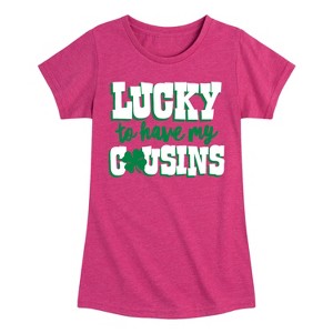 Girls' - Instant Message - St. Patrick's Day Lucky to Have My Cousins Fitted Short Sleeve Graphic T-Shirt - 1 of 4