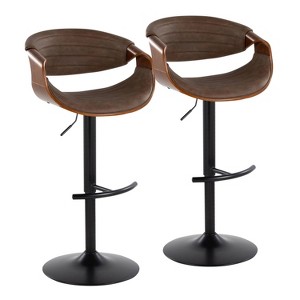 LumiSource Set of 2 Symphony Adjustable Barstools PU - 1 of 4