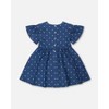 Deux par Deux Girl Printed Chambray Dress Navy Blue and White Hearts - 4 of 4