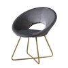 CAVINAS Fabric Accent Chair, Blue Silky Velvet Upholstered Accent Chair with Gold Tone Finished Base - 3 of 4