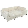 6-Piece Corduroy Modular Sectional Sofa with Ottoman, Wooden Legs, and Freely Combinable - 3 of 4