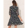 INSPIRE CHIC Women's Floral A-Line Casual Mock Neck Fit and Flare Chiffon Dress - 3 of 4