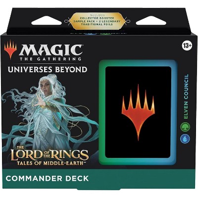 Magic The Gathering The Lord of The Rings: Tales of Middle-Earth Commander Deck Elven Council + Collector Booster Sample Pack