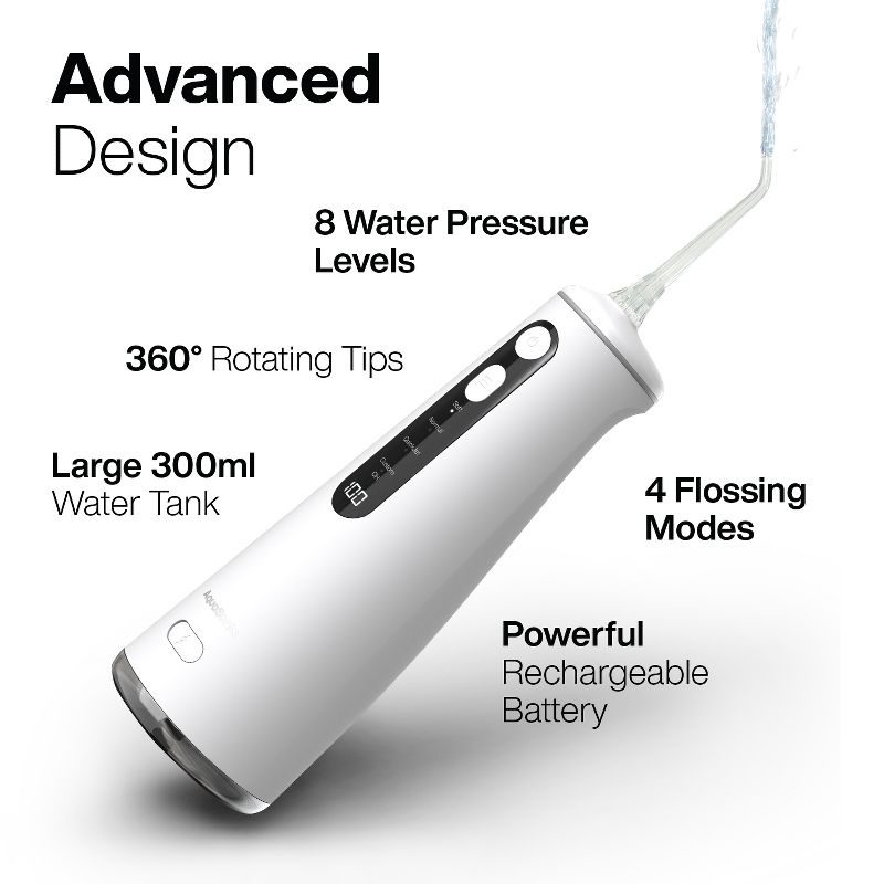 AquaSonic Elite Flosser - Rechargeable Cordless Water Flosser with 4 Tips - Oral Irrigator with 4 Modes - Portable & Cordless, 3 of 4