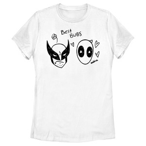 Women's Marvel: Deadpool & Wolverine Best Bubs Black and White Doodles T-Shirt - 1 of 4