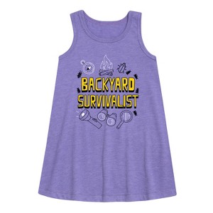 Girls' - Instant Message - Backyard Survivalist Graphic Sleeveless Aline Dress - 1 of 4