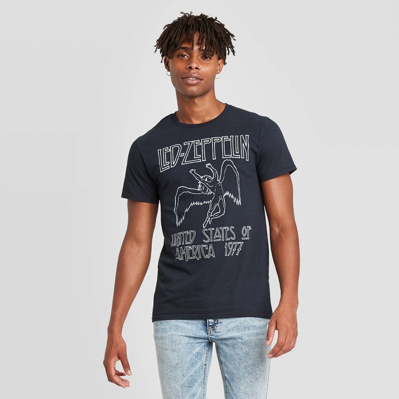 Men's Led Zeppelin Short Sleeve Graphic Crewneck T-Shirt - Black, 1 of 9