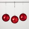 4"H Sullivans Christmas Red Retro Ball Ornament Set of 3  Red-White - 3 of 3
