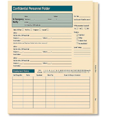 ComplyRight 1-Part Personnel Folder 25/Pack (A223)