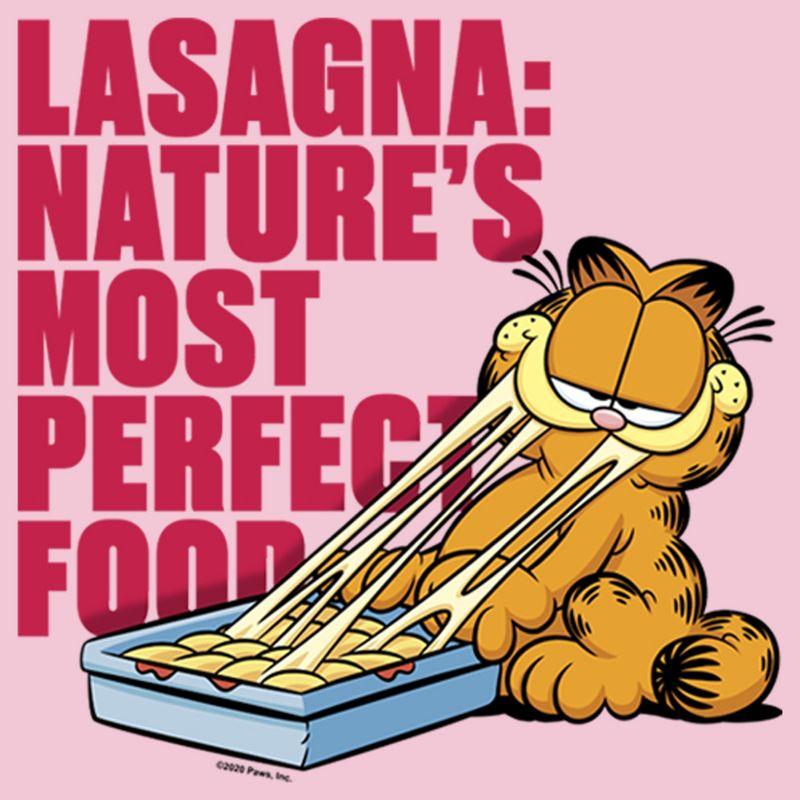 Girl's Garfield Lasagna Most Perfect Food T-Shirt, 2 of 5