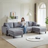 VASIP 122" U-Shaped Black Corduroy Sectional - Modular Sofa with 2 Pillows and Dual Ottomans, for Living Room,Apartment - 4 of 4