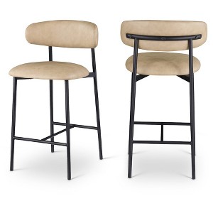 Meridian Furniture,Lupita Tan Vegan Leather Counter Stool, Set of 2 - 1 of 4