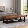 Elegant Tufted Bench,Ottoman Bench With Open Storage Shelf,Modern Fabric Upholstered Entryway Benches With Birch Wood Legs-Cuddlewood - 3 of 4