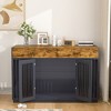 VECELO 55.1" Dog Crate, Wooden Decorative Dog Kennel Indoor With 2 Drawers for Medium/Large Dogs, Brown - 2 of 4