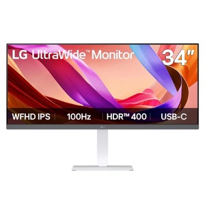 LG UltraWide 34" FHD IPS Monitor 100Hz USB-C with Built-In Speakers – White (34U530A-W) - 1 of 4