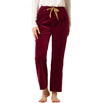 Cheibear Womens Velvet Bottom Lounge Pajama Sleepwear Ankle Wide Leg Pants  Red Medium : Target