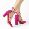 Allegra K Women's Pointed Toe Chunky Heels Lace Up Sandals Pumps - 2 of 4
